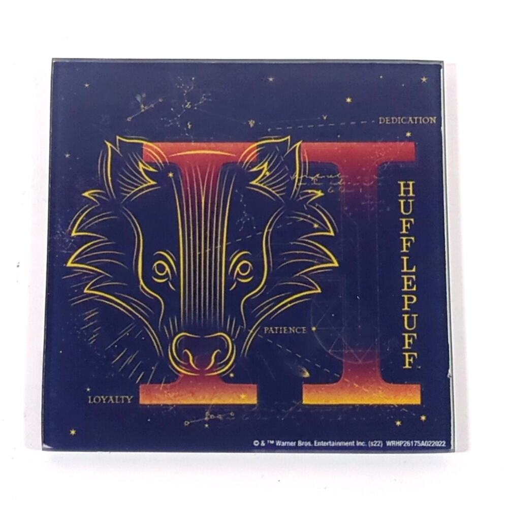Harry Potter Hufflepuff Badger Blue Glass Drink Coaster Loyalty Patience